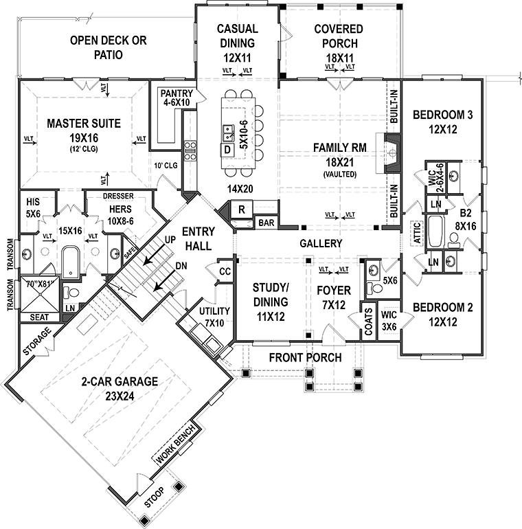 Country Craftsman Level One of Plan 72248