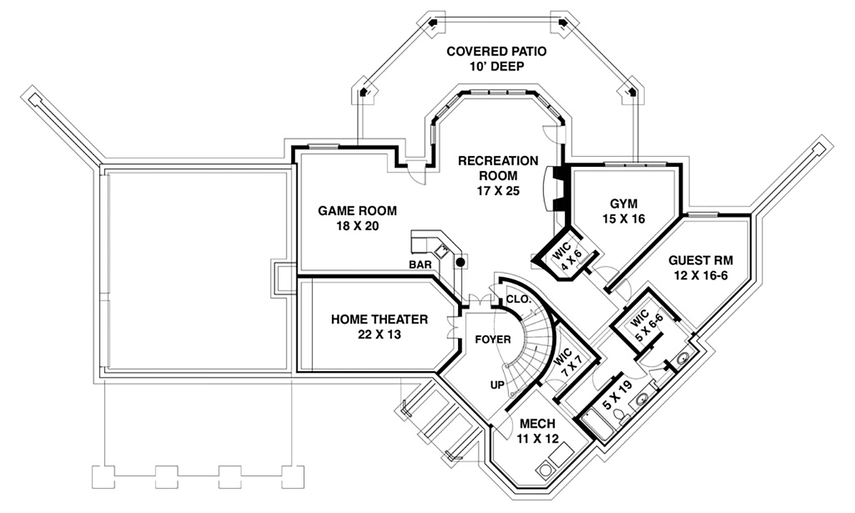 Country European French Country Lower Level of Plan 72249