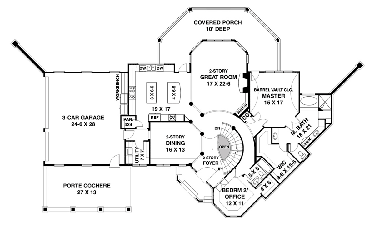 Country European French Country Level One of Plan 72249