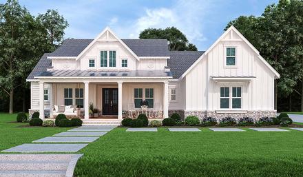 Country Farmhouse One-Story Southern Elevation of Plan 72250