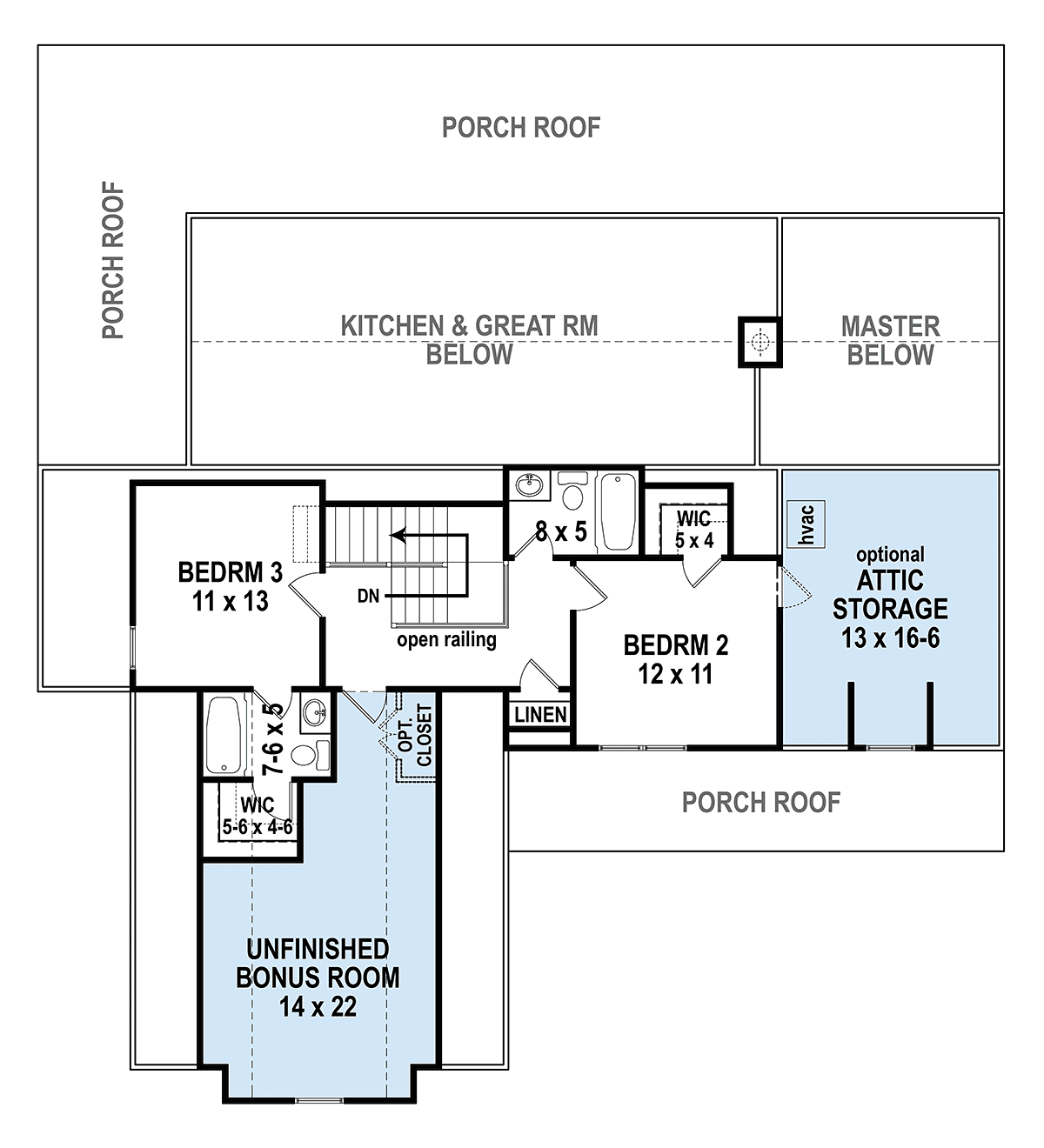 Country Farmhouse New American Style Southern Level Two of Plan 72252