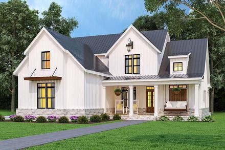 Country Farmhouse Southern Elevation of Plan 72252