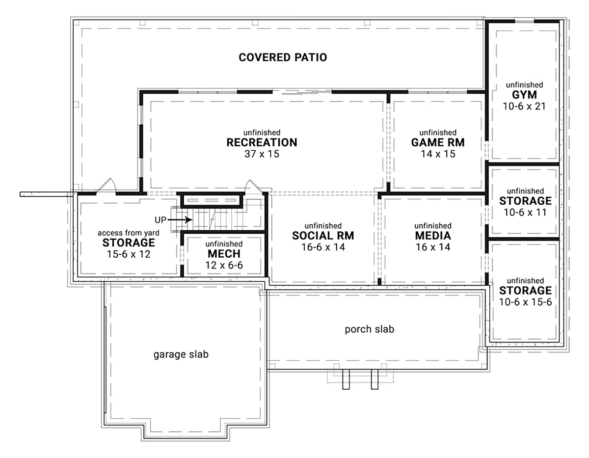 Farmhouse Ranch Traditional Lower Level of Plan 72253