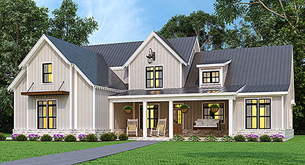 Farmhouse Ranch Traditional Elevation of Plan 72253