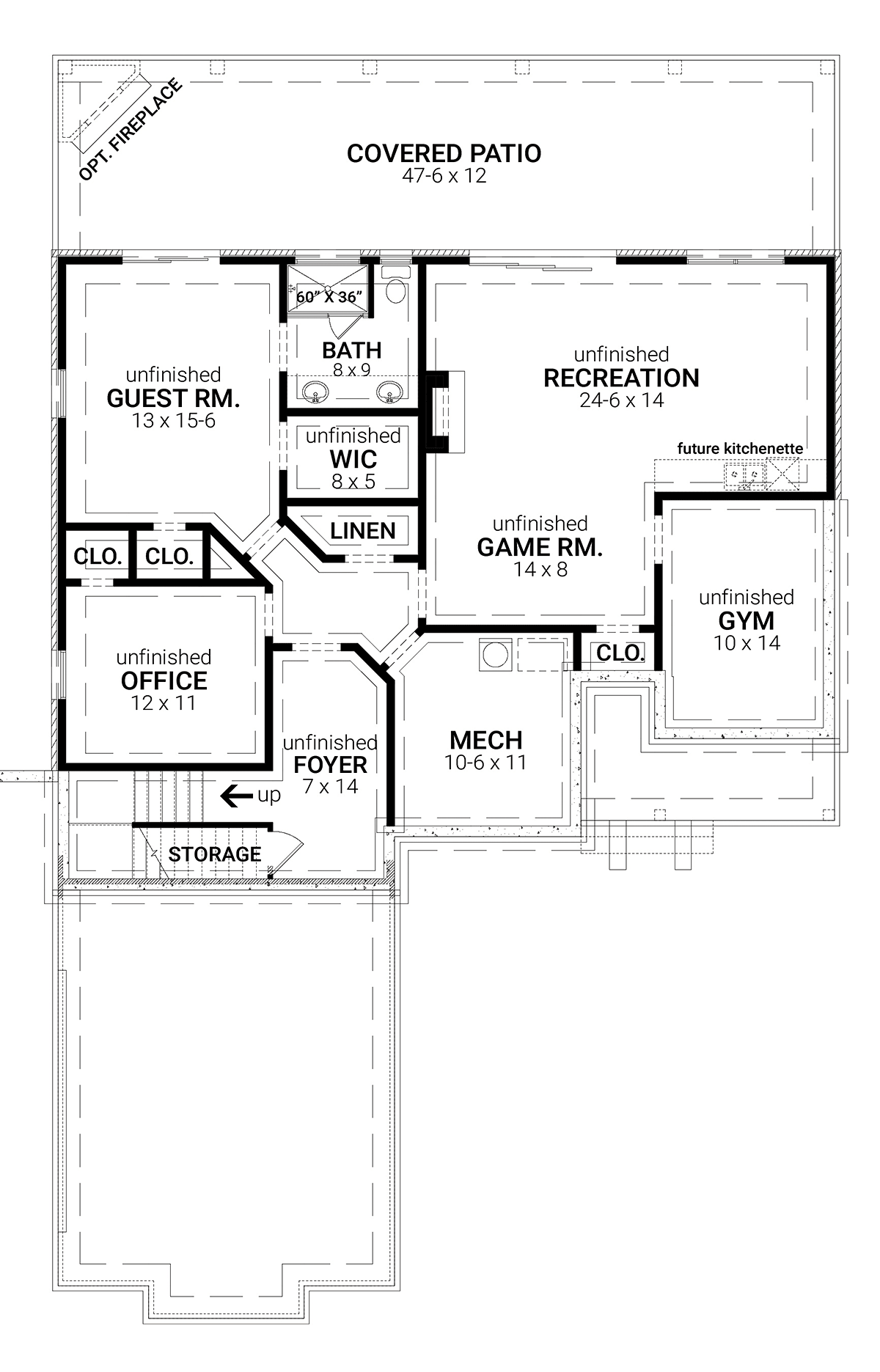 Country Farmhouse Ranch Traditional Lower Level of Plan 72254