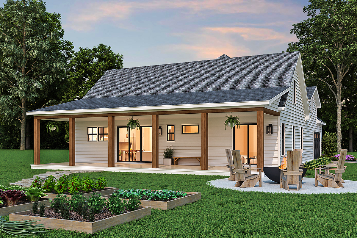 Country Farmhouse Ranch Traditional Rear Elevation of Plan 72254