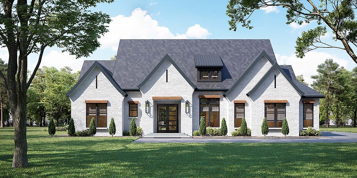 European, French Country, Traditional Plan with 2456 Sq. Ft., 3 Bedrooms, 4 Bathrooms, 2 Car Garage Elevation