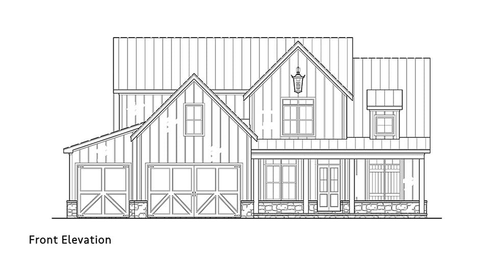 Country, Craftsman, Farmhouse, Southern Plan with 2017 Sq. Ft., 3 Bedrooms, 3 Bathrooms, 3 Car Garage Picture 4