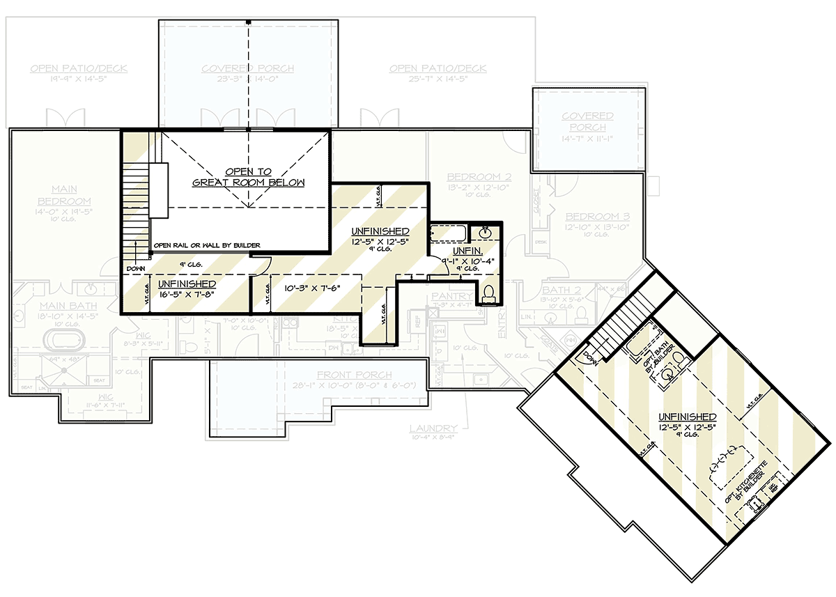 Country Craftsman Farmhouse New American Style Traditional Level Two of Plan 72261