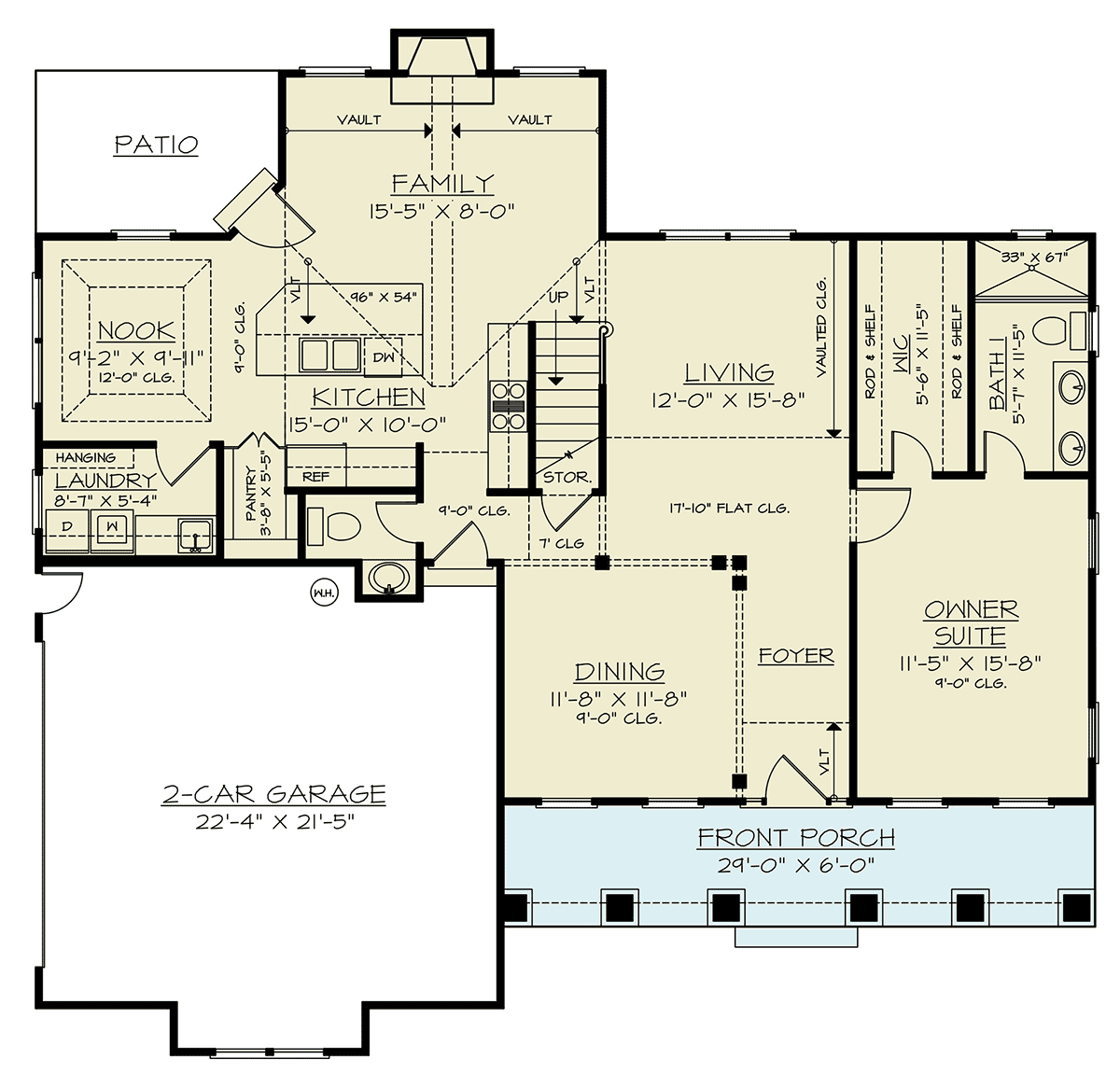 Craftsman New American Style Level One of Plan 72262