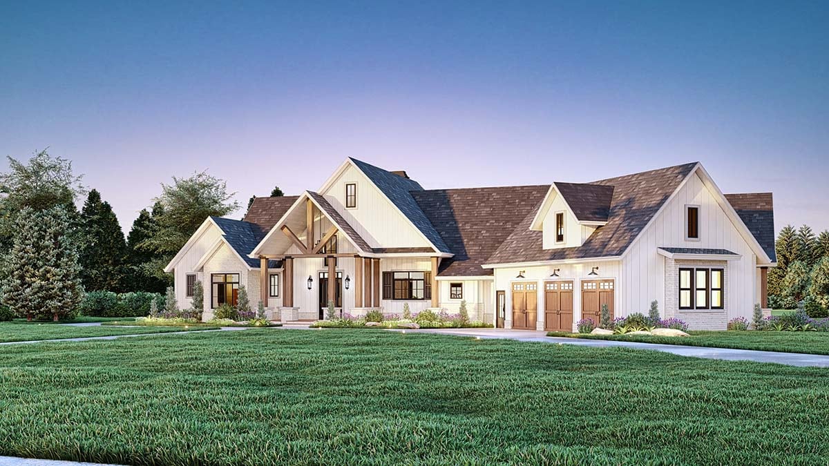 Country, Craftsman, Farmhouse, Traditional Plan with 3686 Sq. Ft., 4 Bedrooms, 4 Bathrooms, 3 Car Garage Picture 2
