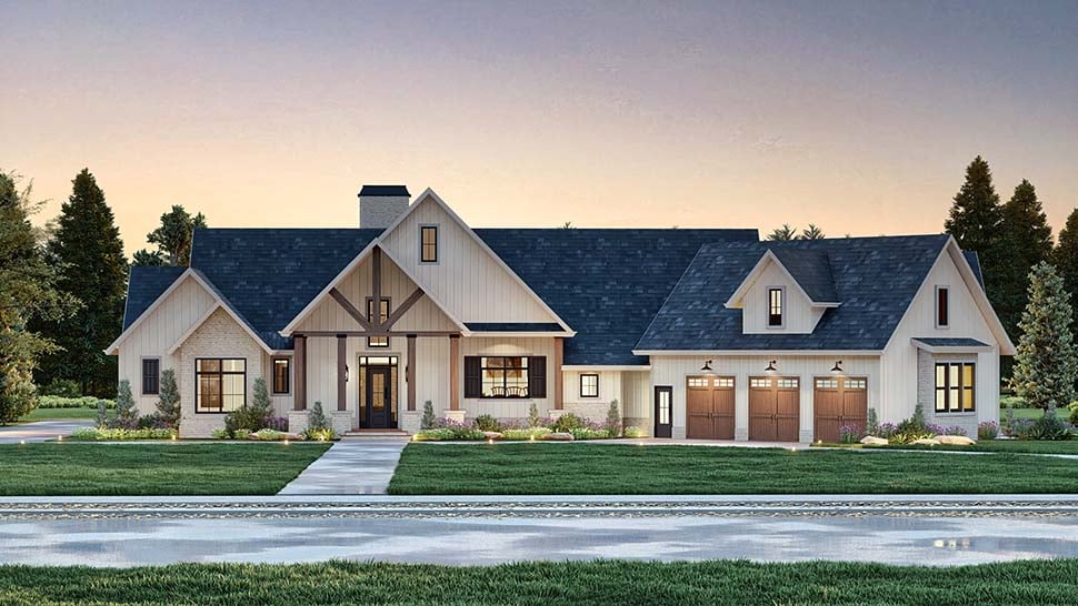 Country, Craftsman, Farmhouse, Traditional Plan with 3686 Sq. Ft., 4 Bedrooms, 4 Bathrooms, 3 Car Garage Picture 4