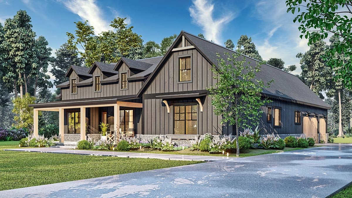 Country, Craftsman, Farmhouse, New American Style Plan with 2473 Sq. Ft., 3 Bedrooms, 3 Bathrooms, 3 Car Garage Picture 2