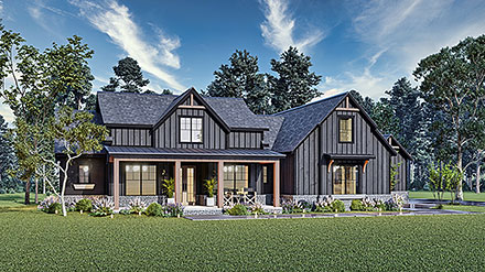 Country Farmhouse New American Style Southern Elevation of Plan 72265