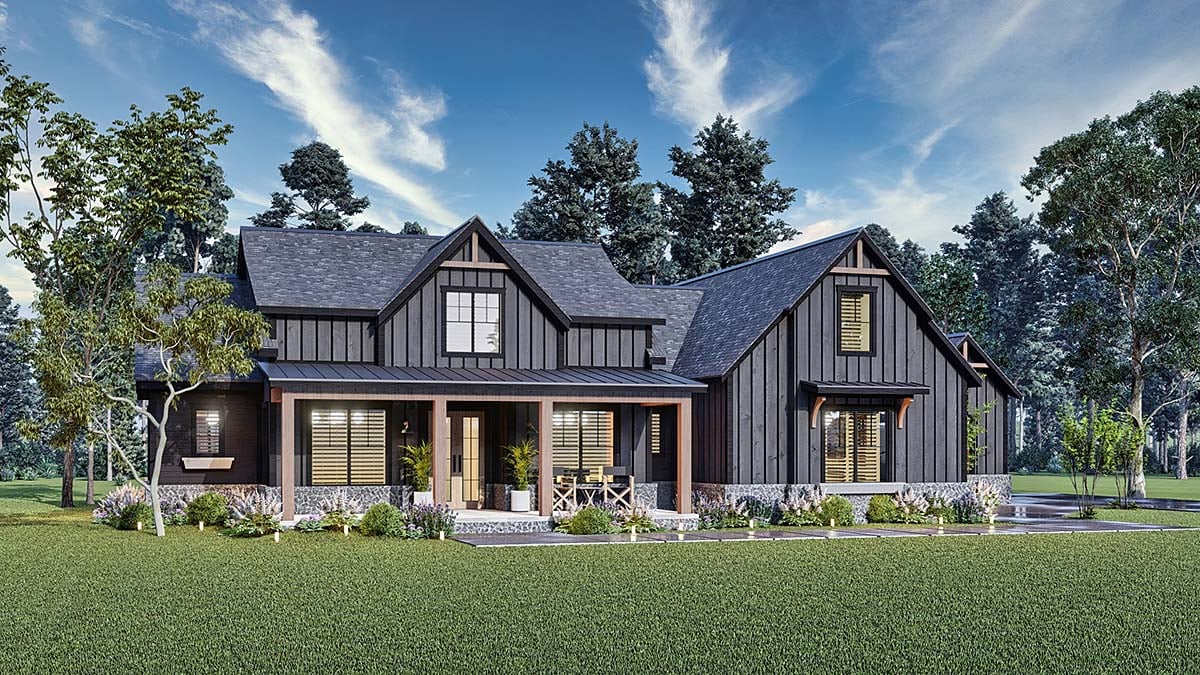 Country, Farmhouse, New American Style, Southern Plan with 2764 Sq. Ft., 4 Bedrooms, 4 Bathrooms, 2 Car Garage Elevation