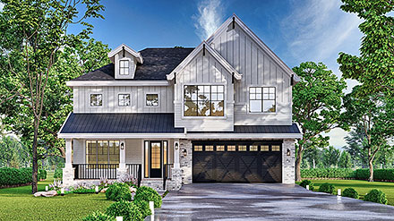 Craftsman Farmhouse New American Style Traditional Elevation of Plan 72267