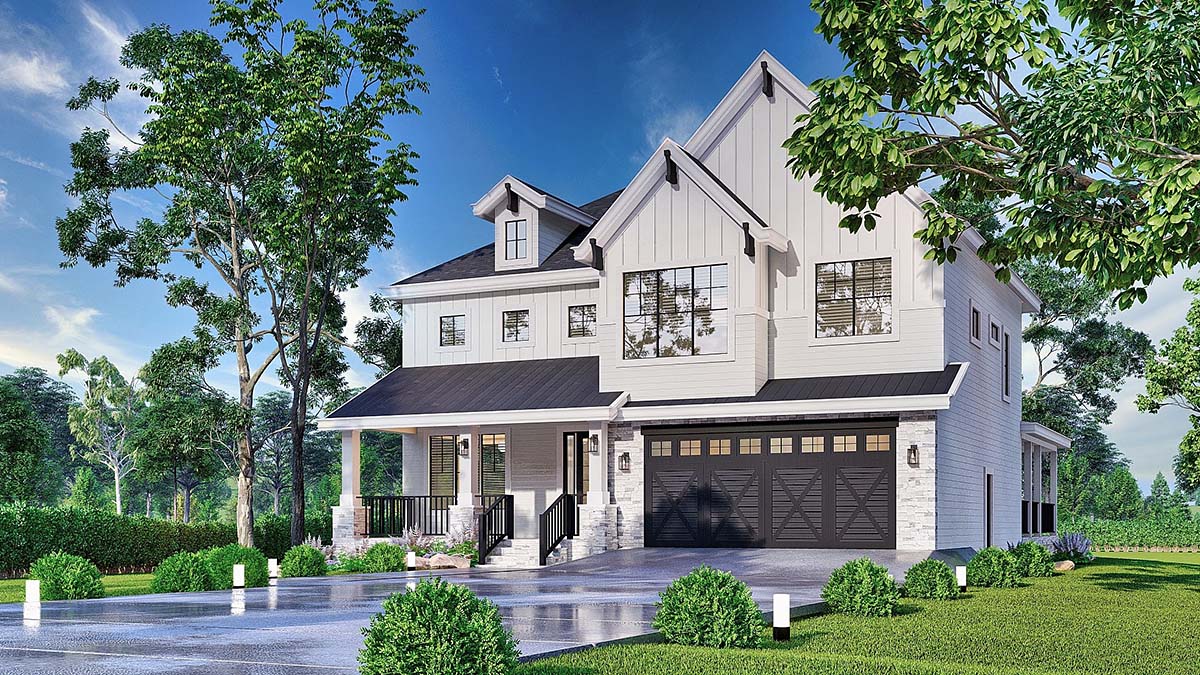 Craftsman, Farmhouse, New American Style, Traditional Plan with 2968 Sq. Ft., 4 Bedrooms, 4 Bathrooms, 2 Car Garage Picture 2