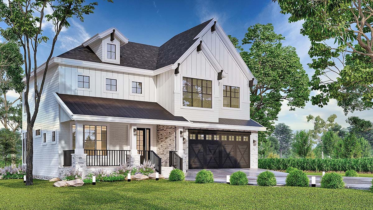 Craftsman, Farmhouse, New American Style, Traditional Plan with 2968 Sq. Ft., 4 Bedrooms, 4 Bathrooms, 2 Car Garage Picture 3