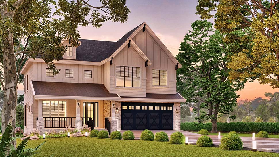 Craftsman, Farmhouse, New American Style, Traditional Plan with 2968 Sq. Ft., 4 Bedrooms, 4 Bathrooms, 2 Car Garage Picture 7