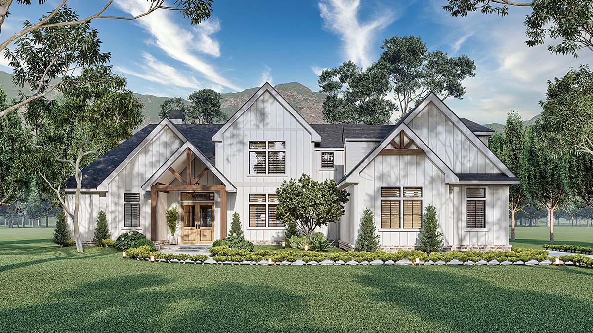 Country, Craftsman, Farmhouse, New American Style Plan with 2091 Sq. Ft., 3 Bedrooms, 2 Bathrooms, 2 Car Garage Elevation