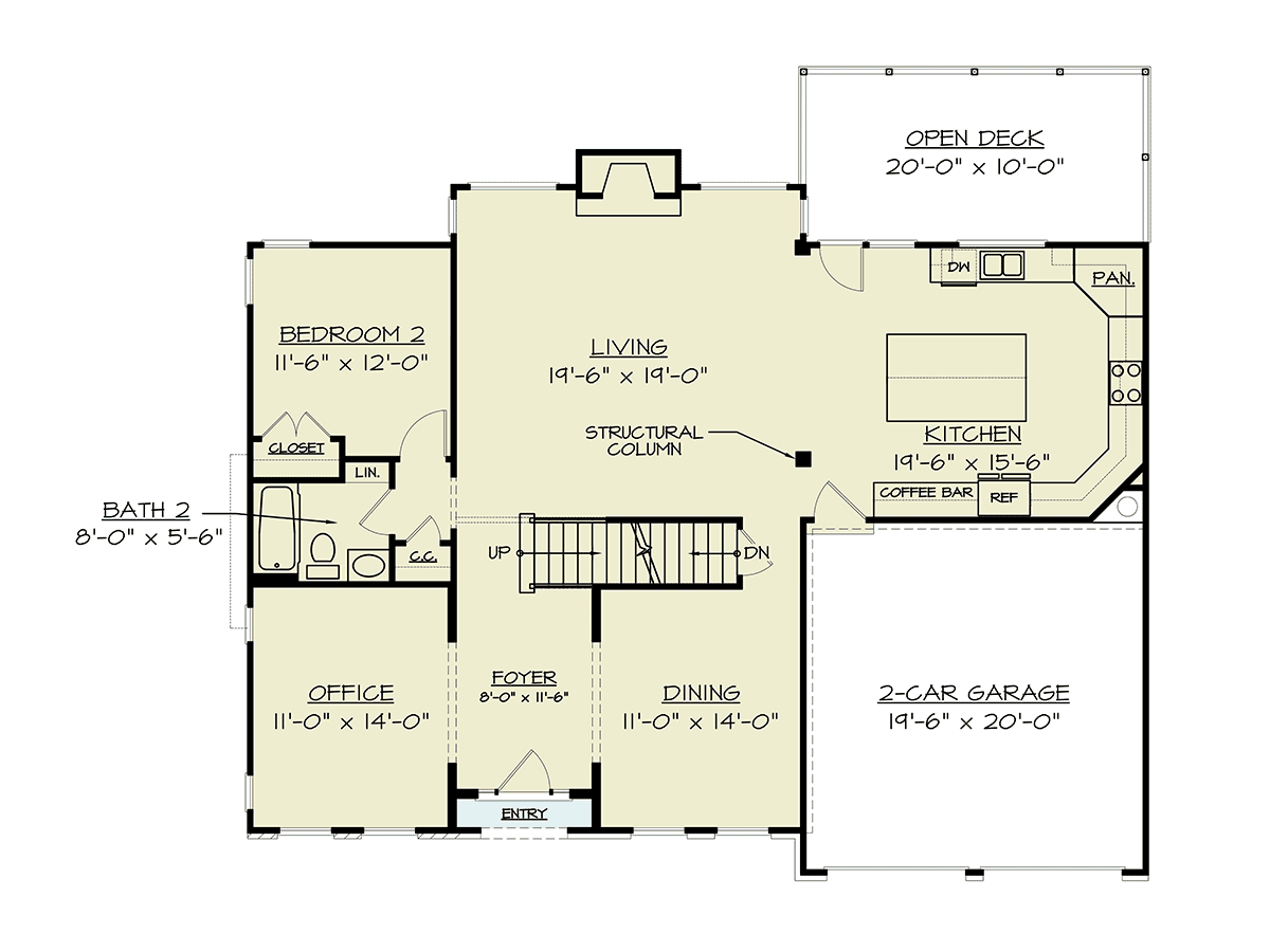 Colonial Southern Traditional Level One of Plan 72270