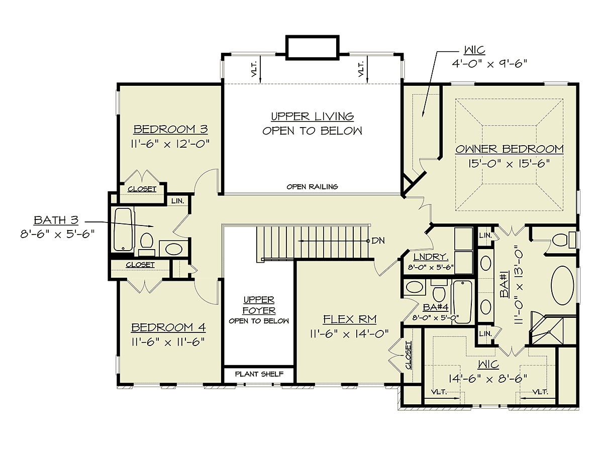 Colonial Southern Traditional Level Two of Plan 72270