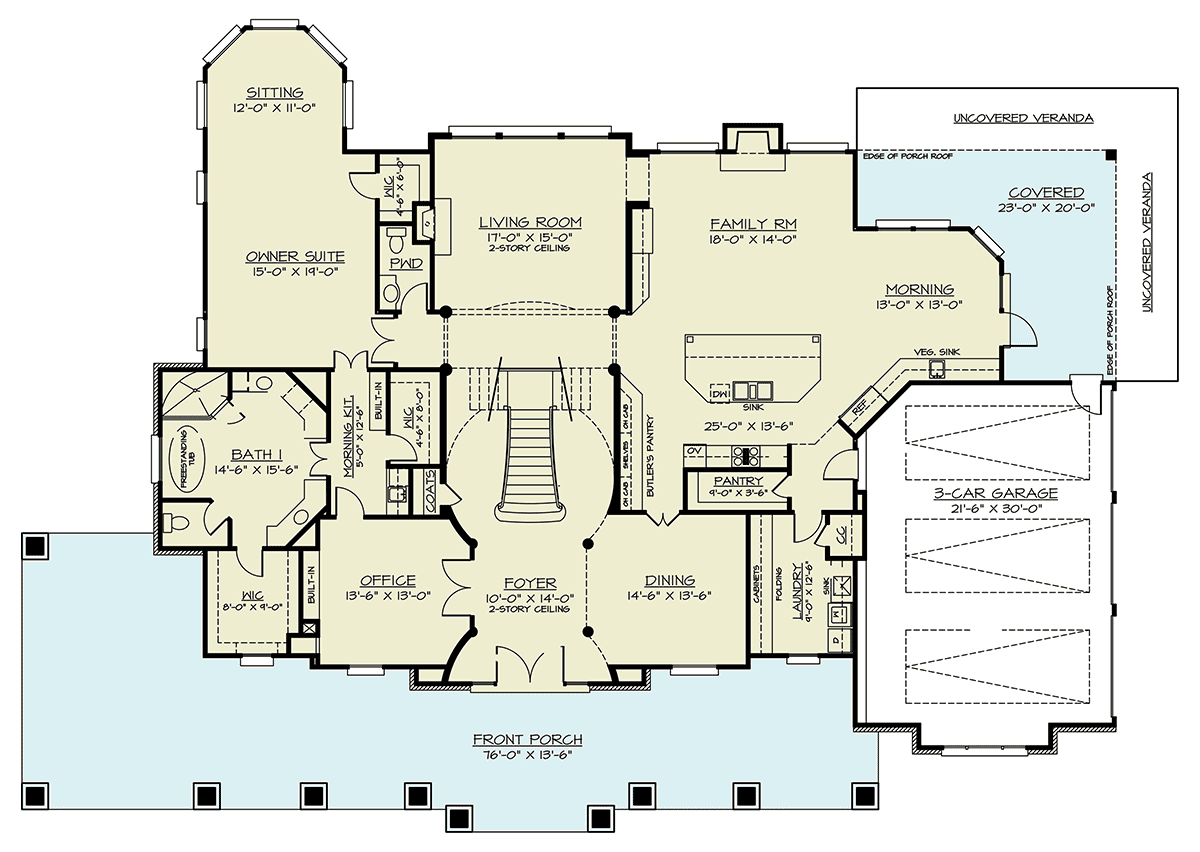 Country Southern Traditional Level One of Plan 72271