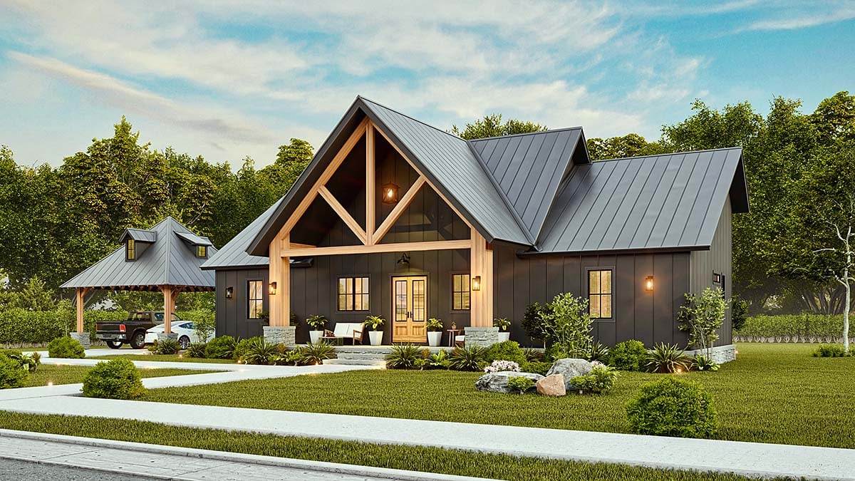 Country, Craftsman, Farmhouse Plan with 1849 Sq. Ft., 3 Bedrooms, 3 Bathrooms, 2 Car Garage Elevation