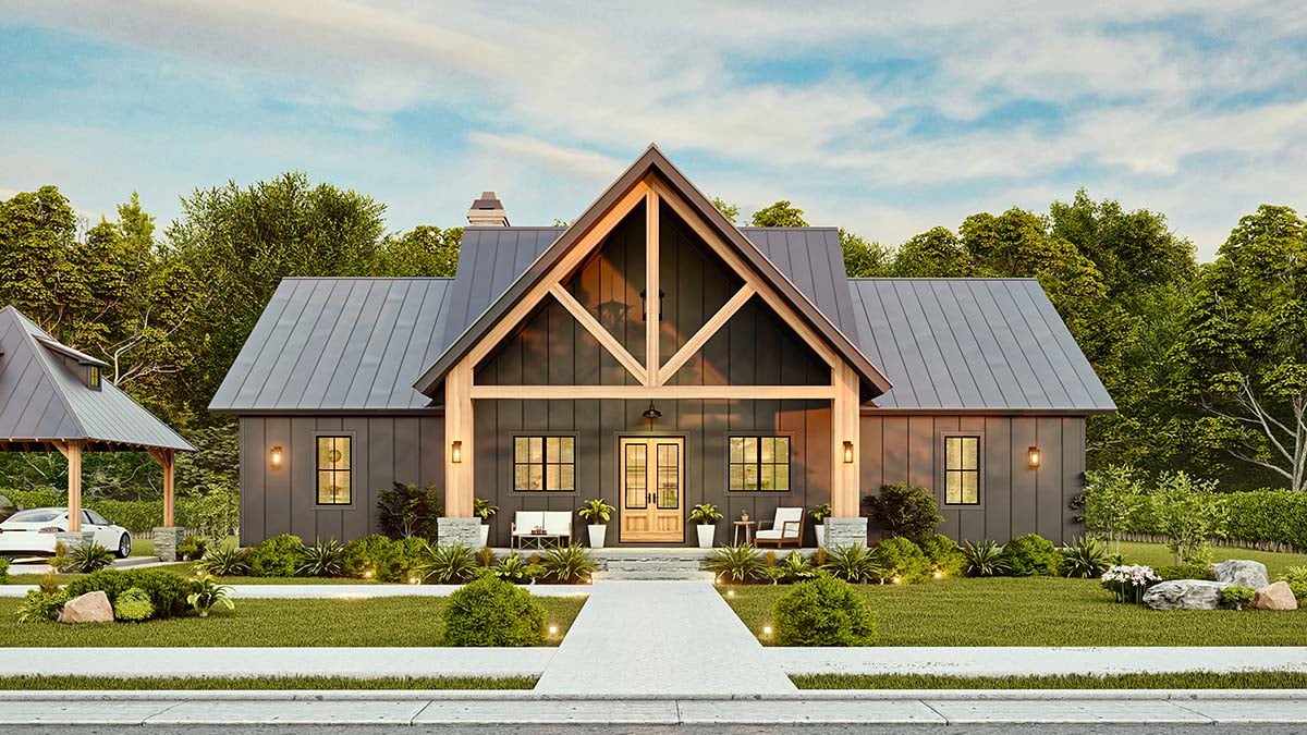 Country, Craftsman, Farmhouse Plan with 1849 Sq. Ft., 3 Bedrooms, 3 Bathrooms, 2 Car Garage Picture 2