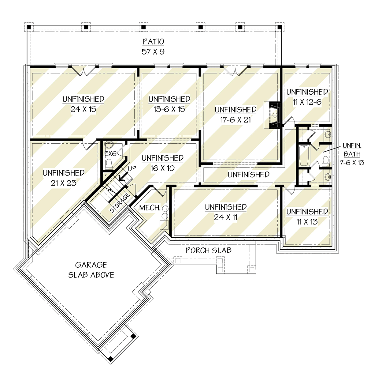 Country Craftsman New American Style Traditional Lower Level of Plan 72274