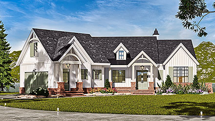 Country Craftsman New American Style Traditional Elevation of Plan 72274