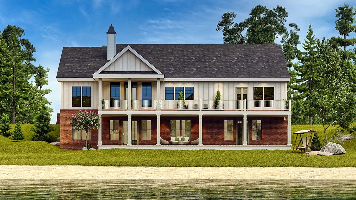 Country Craftsman New American Style Traditional Rear Elevation of Plan 72274