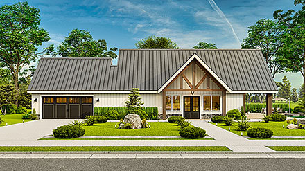 Country Craftsman Ranch Elevation of Plan 72275