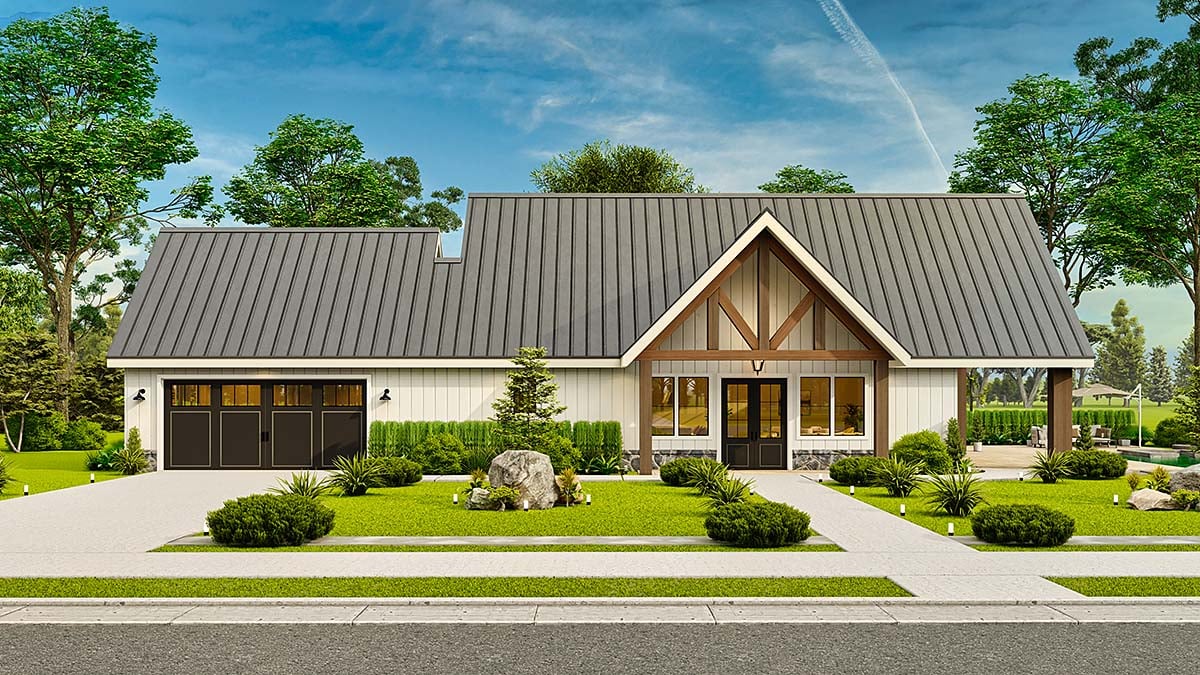 Country, Craftsman, Ranch Plan with 1983 Sq. Ft., 3 Bedrooms, 2 Bathrooms, 2 Car Garage Elevation