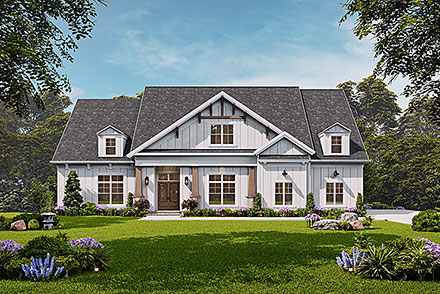 Country Craftsman New American Style Traditional Elevation of Plan 72276