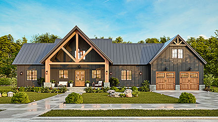 Country Craftsman Farmhouse Traditional Elevation of Plan 72281