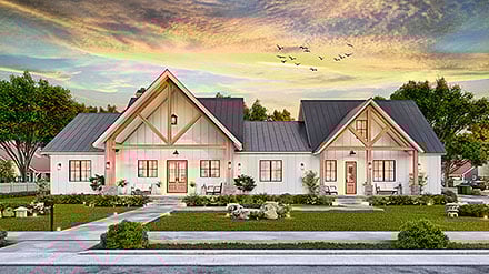 Contemporary Craftsman Farmhouse Elevation of Plan 72282