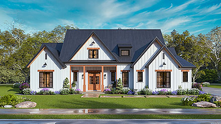 Contemporary Farmhouse New American Style Elevation of Plan 72283