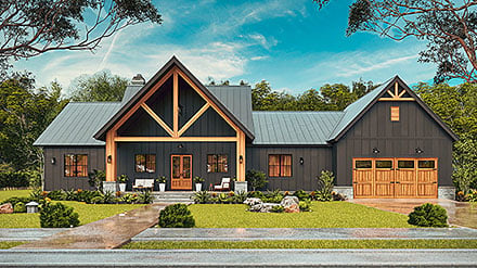 Contemporary Country Craftsman Farmhouse Elevation of Plan 72288