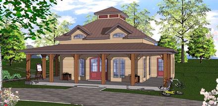 Cottage Florida Southern Elevation of Plan 72312