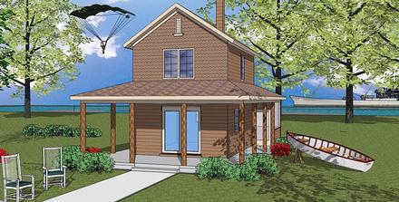 Cabin Cottage Southern Elevation of Plan 72324