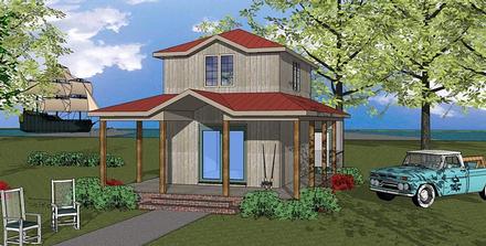 Cabin Cottage Southern Elevation of Plan 72325