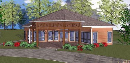 Cabin Cottage Southern Elevation of Plan 72334