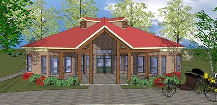 Cabin Cottage Southern Elevation of Plan 72335