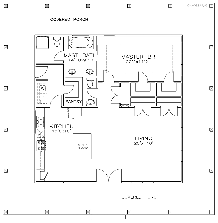 Cottage Florida Southern Level One of Plan 72360