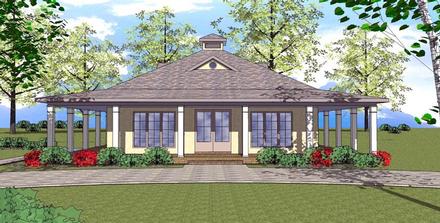 Contemporary Cottage Country Florida Southern Elevation of Plan 72364