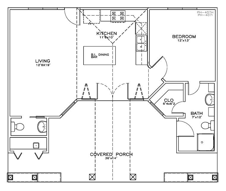 Contemporary Cottage Level One of Plan 72380