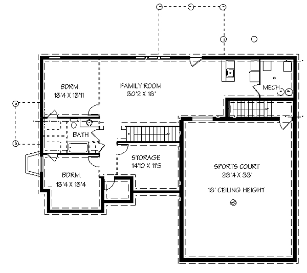 Traditional Lower Level of Plan 72437