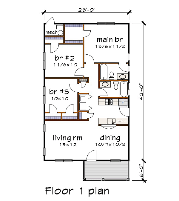 Bungalow Level One of Plan 72701