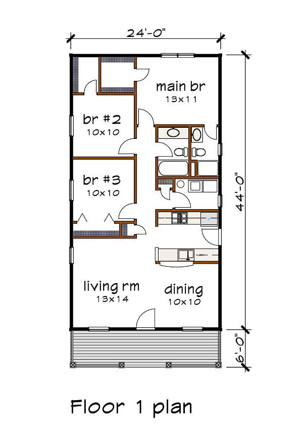 Bungalow Level One of Plan 72708